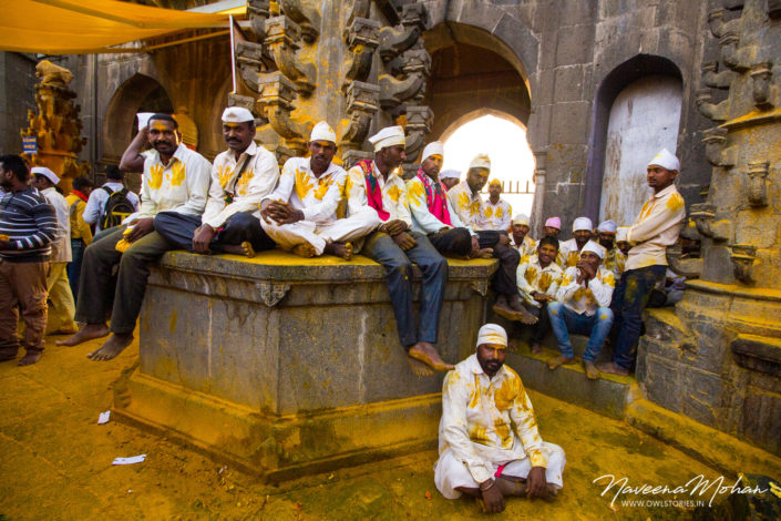 People relaxing at Khandoba Temple